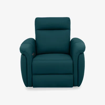 Furniture Village Dublin Leather Power Recliner Armchair with Power Headrest - Midnight Jade