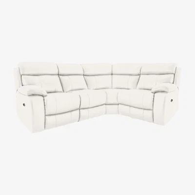 Furniture Village Moreno Small BV Leather Power Recliner Right Hand Facing Corner Sofa - BV Star White