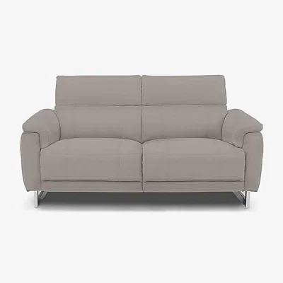 Furniture Village Moet 2 Seater Leather Power Recliner Sofa with Telescopic Headrests - New Grey
