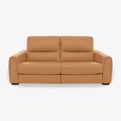 Furniture Village Flex BV Leather 2 Seater Power Recliner Sofa with Storage Arms - BV Honey Yellow