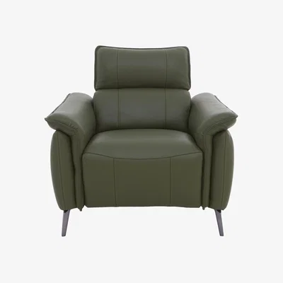 Furniture Village Jude Leather Power Recliner Chair with Power Headrest - Oslo Pine