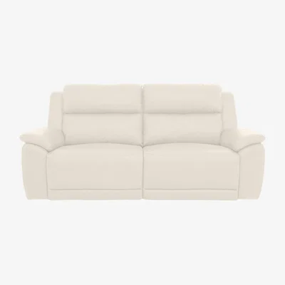 Furniture Village Utah 3 Seater Leather Recliner Sofa with Headrests and Power Lumbar - White