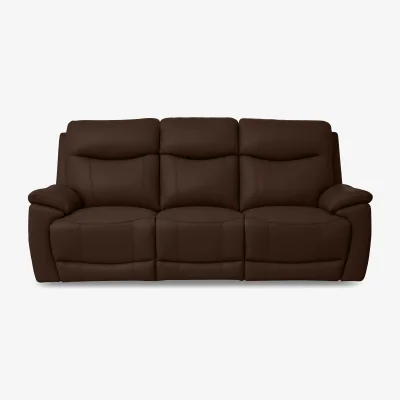 Furniture Village Sloane Leather 3 Seater 3 Cushion Power Recliner Sofa with Power Headrests - Chocolate - Sofas and Armchairs