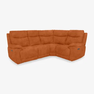 Furniture Village Sloane Fabric Small Power Recliner Right Hand Facing Corner Sofa with Power Headrests - Dexter Pumpkin