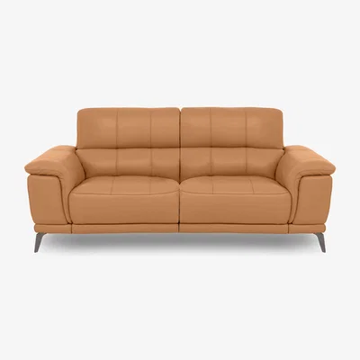 Furniture Village Lecce 3 Seater Leather Power Recliner Sofa with Power Headrests - NC Honey Yellow