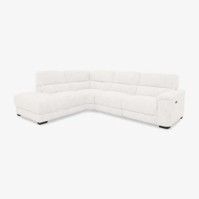 Furniture Village Nova Fabric Power Recliner Left Hand Facing Chaise End Sofa with Power Headrests - Frost
