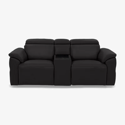 Furniture Village Dolomite 2 Seater Leather Power Recliner Sofa with Power Headrests and Console