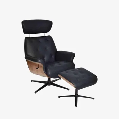 Furniture Village Kristof Leather Look Swivel Recliner Chair and Footstool