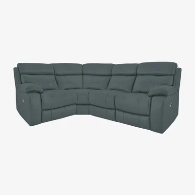 Furniture Village Moreno Small NC Leather Power Recliner Left Hand Facing Corner Sofa - NC Lake Green