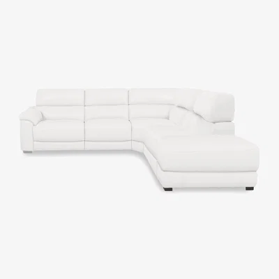 Furniture Village World of Leather - Nova BV Leather Power Recliner Right Hand Facing Chaise End Sofa with Power Headrests - BV Star White