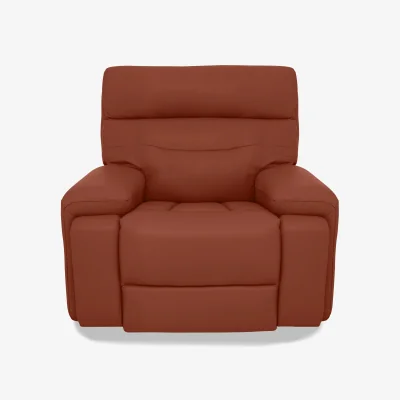 Furniture Village Cinemax Leather Media Arm Power Recliner Chair with Power Headrest - Red Maple