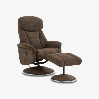 Furniture Village Elm Fabric Swivel Recliner Chair and Footstool