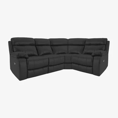 Furniture Village Moreno Small Leather Power Recliner Right Hand Facing Corner Sofa - Black