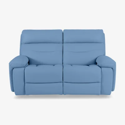 Furniture Village Cinemax Leather 2 Seater Media Arm Power Recliner Sofa with Power Headrests - Blu
