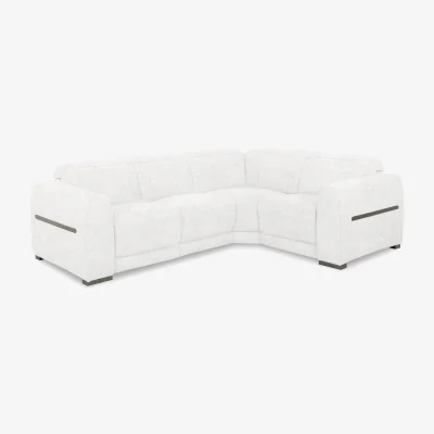 Furniture Village Edison Small Fabric Power Recliner Right Hand Facing Corner Sofa with Power Headrests and Lights - Frost