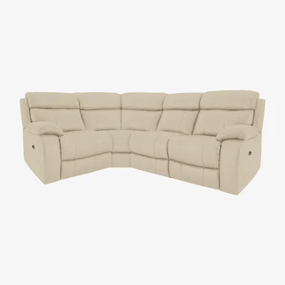 Furniture Village Moreno Small BV Leather Power Recliner Left Hand Facing Corner Sofa with Power Headrests - BV Bisque
