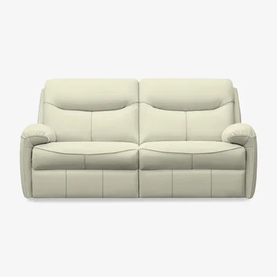 Furniture Village G Plan - Amesbury Leather 3 Seater Power Recliner Sofa with Power Headrest, Power Lumbar and Heated Seats - Cambridge Chalk