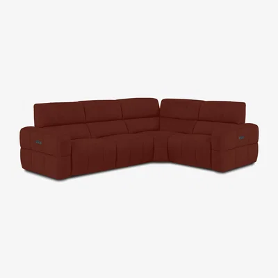 Furniture Village Cube Fabric Power Recliner Right Hand Facing Corner Sofa with Power Headrests
