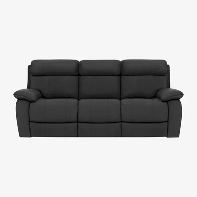 Furniture Village World of Leather - Moreno 3 Seater Leather Power Recliner Sofa with Power Headrests - Carbon Grey - Sofas and Armchairs