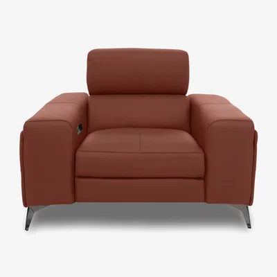 Furniture Village Action Leather Power Recliner Armchair - Red Maple