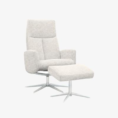 Furniture Village G Plan - Vaasa Fabric Swivel Recliner Chair and Footstool with Chrome Base - Rush Cream