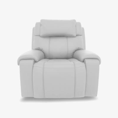 Furniture Village World of Leather - Hollywood NC Leather Power Recliner Chair with Power Headrest and Storage Arms - Grey