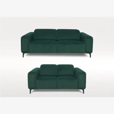 Furniture Village Elphaba 2 Seater and 3 Seater Fabric Power Recliner Sofas with Storage Arms Set - Bottle Green