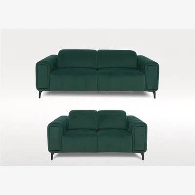 Furniture Village Elphaba 2 Seater and 3 Seater Fabric Power Recliner Sofas with Storage Arms Set - Bottle Green