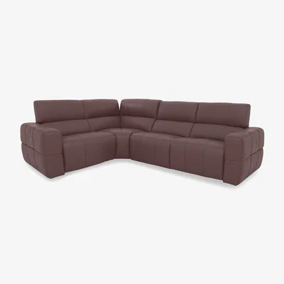 Furniture Village Cube Leather Power Recliner Left Hand Facing Corner Sofa with Power Headrests