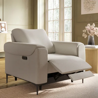 Furniture123 Beige Fabric Electric Recliner Nursing Chair with Footrest - Ezra