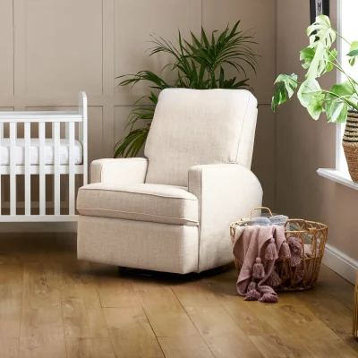 Furniture123 Madison Swivel Oatmeal Glider Recliner Chair - Obaby