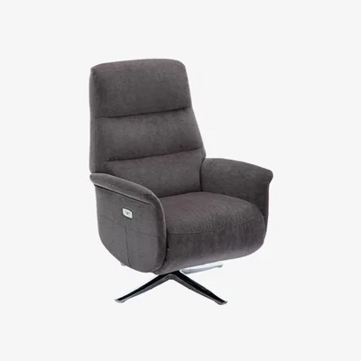 Knees Ontario Swivel Recliner & Integrated Footstool - Flint/Chrome