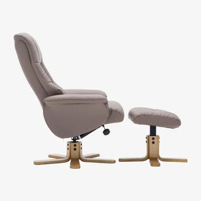 Knees Florence Swivel Recliner & Footstool - Bone/Mid Oak