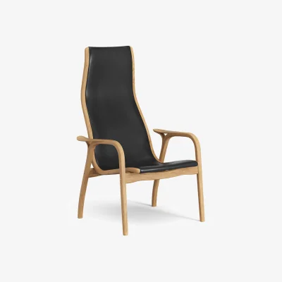 Nordic Nest Swedese Lamino armchair Saddle leather Black-oiled oak