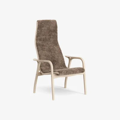 Nordic Nest Swedese Lamino armchair Sheepskin Sahara-white pigmented oak