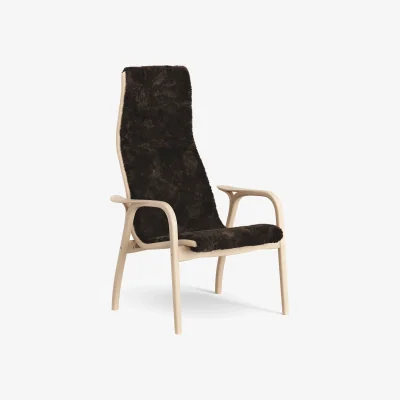 Nordic Nest Swedese Lamino armchair Sheepskin Espresso-lacquered beech