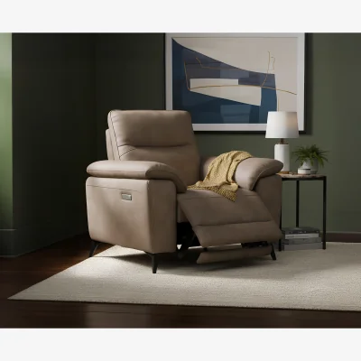 Oak&More Sinclair Earth Brown Fabric Recliner Armchair