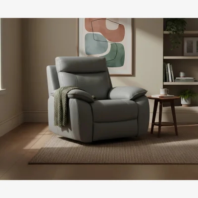 Oak&More Baltimore Dark Grey Leather Recliner Armchair