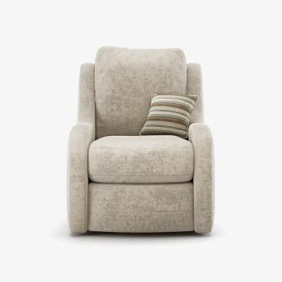 Oak&More Palermo Cream Chenille Fabric High Back Swivel Armchair