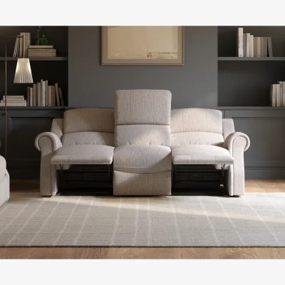 Oak&More Aldbourne Silver Fabric 3 Seater Recliner Sofa