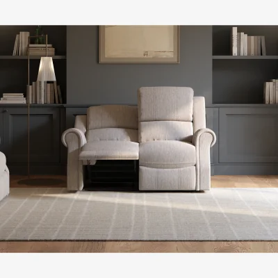 Oak&More Aldbourne Silver Fabric 2 Seater Recliner Sofa