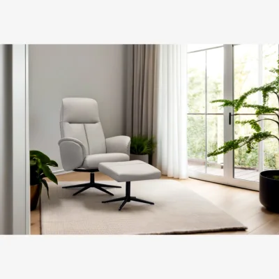 Downtown G Plan Nysted Manual Recliner Chair and Stool Set - Fabric Grade B - Black Base