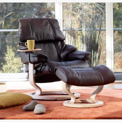 Downtown Stressless Reno Chair With Classic Base - Medium - Paloma Leather - Without Footstool