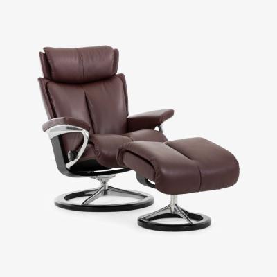 Downtown Stressless Magic Signature Chair With Footstool - Large - Batick Leather