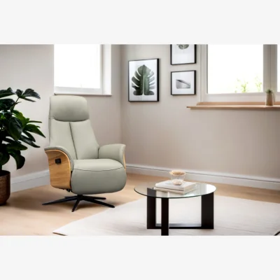 Downtown G Plan Kalmar Power Recliner Chair with Headrest - Fabric Grade W - Dark Wood - Black Base - No