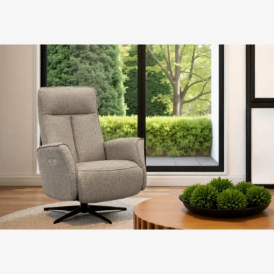 Downtown G Plan Cartmel Power Recliner Chair with Headrest - Fabric Grade C - Black Base - No