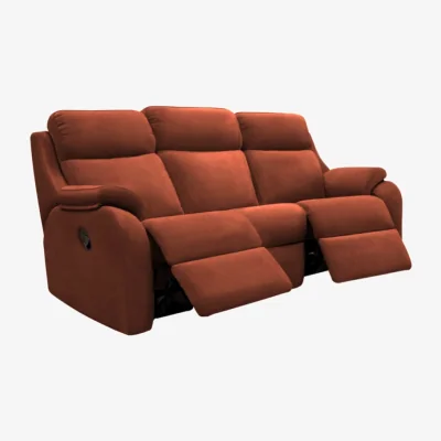 Downtown G Plan Kingsbury 3 Seater Curved Recliner Sofa - Leather Grade H - Double Electric with Headrest and Lumbar