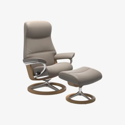 Downtown Stressless Philip Chair With Signature Base - Medium - Batick Leather - With Footstool