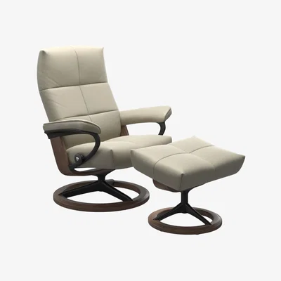 Downtown Stressless David Chair With Signature Base - Medium - Cori Leather