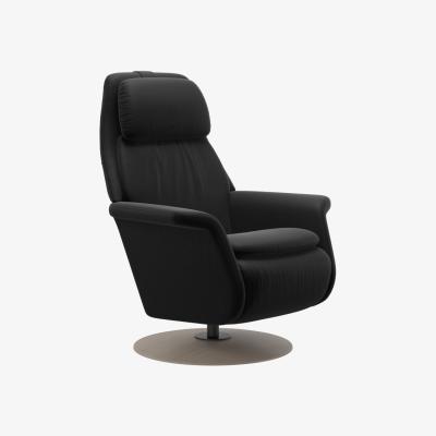 Downtown Stressless Sam Upholstered Power Recliner Chair With Disc Base - Paloma New Cognac